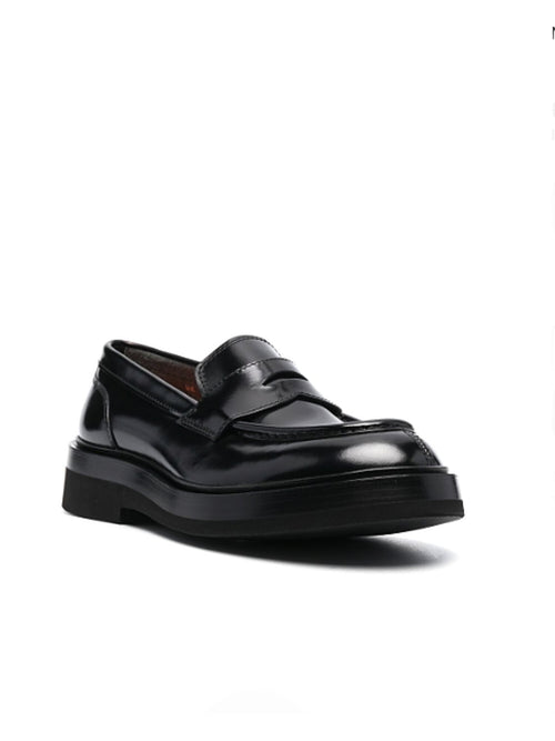 Santoni mocassino in pelle nero da uomo