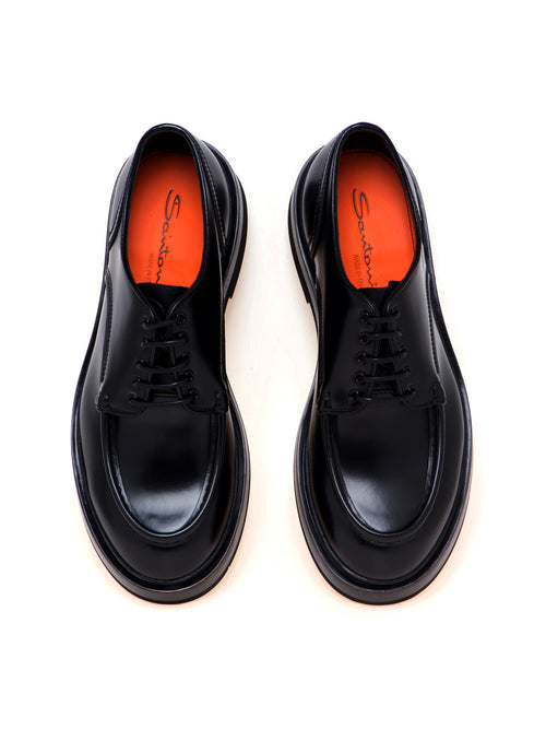 Santoni scarpa stringata in pelle nero da uomo