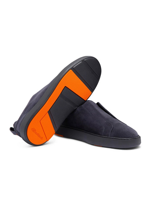 Santoni sneaker slip on in suede da uomo blue