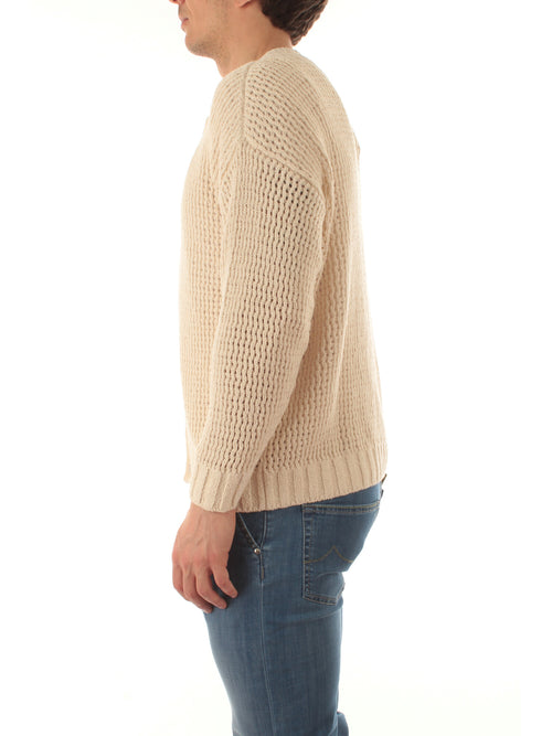 Lardini Cardigan girocollo in cotone bio e nylon riciclato da uomo crema