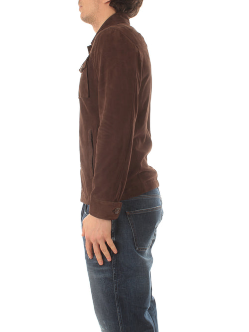 Barba NOLI overshirt da uomo in suede testa di moro