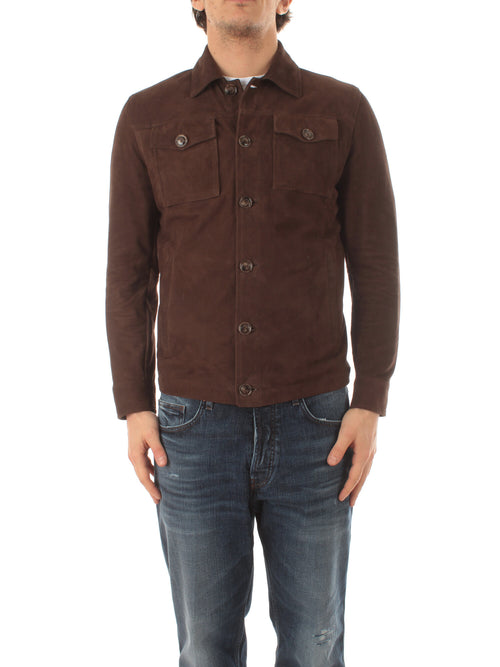 Barba NOLI overshirt da uomo in suede testa di moro