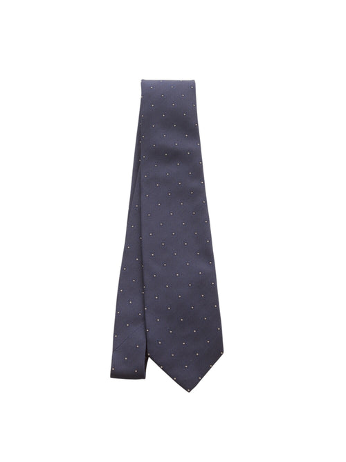 Barba cravatta 7 pieghe da uomo navy blue con disegno micro pois