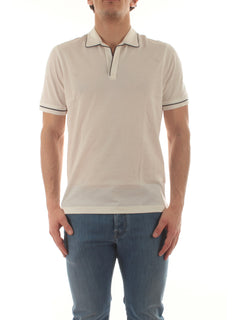 Barba polo in cotone da uomo bianco