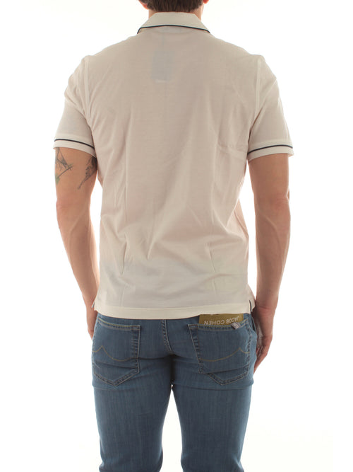 Barba polo in cotone da uomo bianco