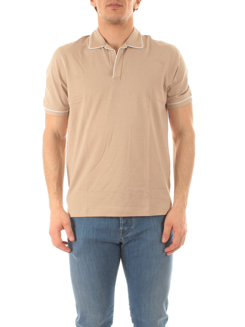 Barba polo in cotone da uomo beige