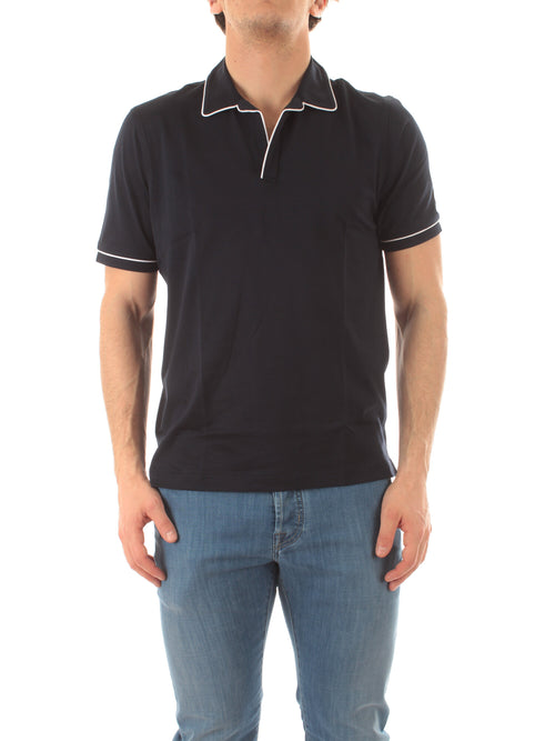 Barba polo in cotone da uomo blu
