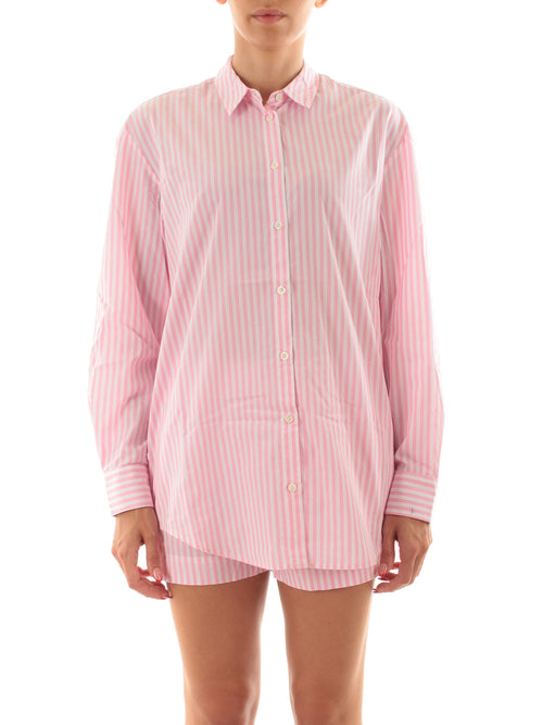 Mc2 Saint Barth BRIGITTE camicia con ricamo da donna SB BEACH STRIPES V 21