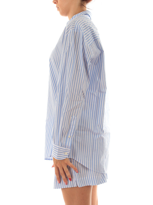 Mc2 Saint Barth BRIGITTE camicia con ricamo da donna SB BEACH STRIPES V 31