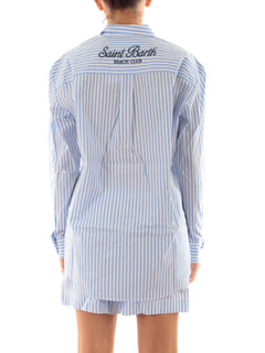 Mc2 Saint Barth BRIGITTE camicia con ricamo da donna SB BEACH STRIPES V 31