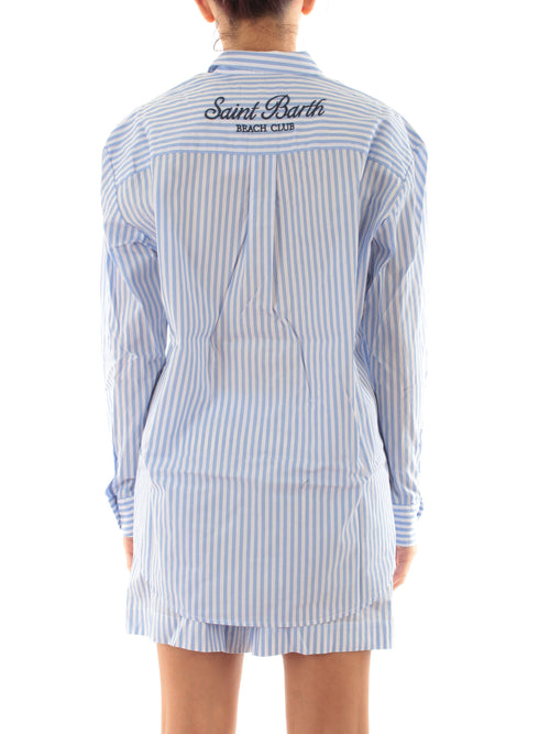 Mc2 Saint Barth BRIGITTE camicia con ricamo da donna SB BEACH STRIPES V 31