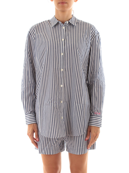 Mc2 Saint Barth BRIGITTE camicia con ricamo da donna SB BEACH STRIPES V 61