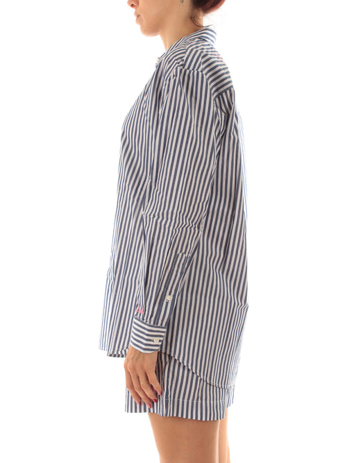 Mc2 Saint Barth BRIGITTE camicia con ricamo da donna SB BEACH STRIPES V 61