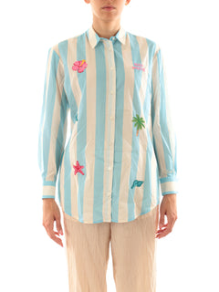 Mc2 Saint Barth BRIGITTE camicia con ricamo da donna SB BEACH STRIPES V 31 IBIZA