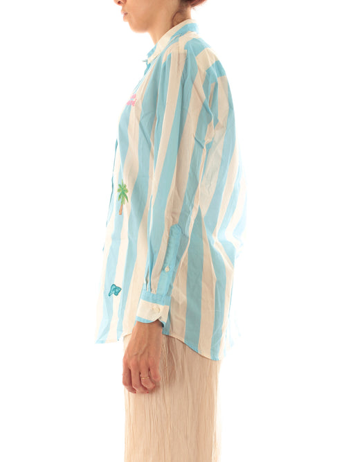 Mc2 Saint Barth BRIGITTE camicia con ricamo da donna SB BEACH STRIPES V 31 IBIZA