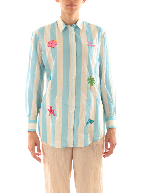 Mc2 Saint Barth BRIGITTE camicia con ricamo da donna SB BEACH STRIPES V 31 IBIZA