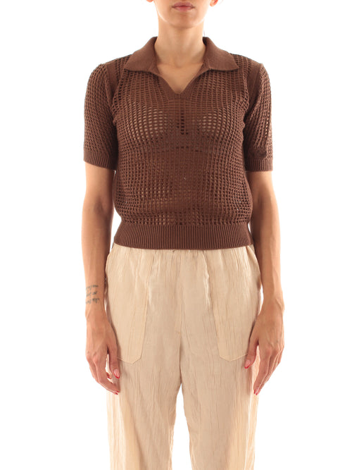 Mc2 Saint Barth FLORA top polo da donna mesh 18 brown