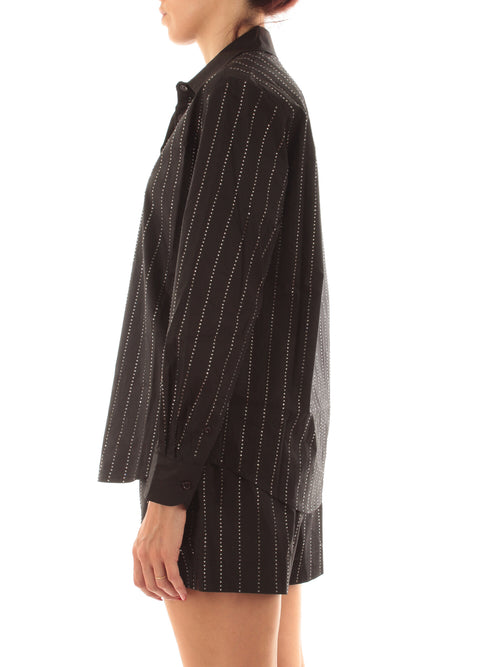 Mc2 Saint Barth MEREDITH camicia con strass da donna POPELINE STRASS STRIPES 00