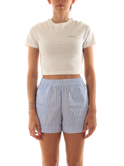 Mc2 Saint Barth NIVES T-shirt da donna SB 01N ALL OVER STRASS EMB