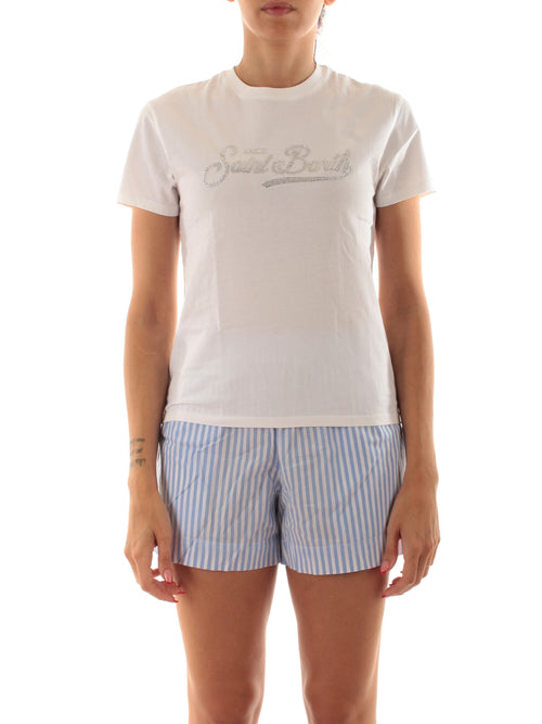Mc2 Saint Barth EMILIE T-shirt con ricamo SB 01N STRASS da donna