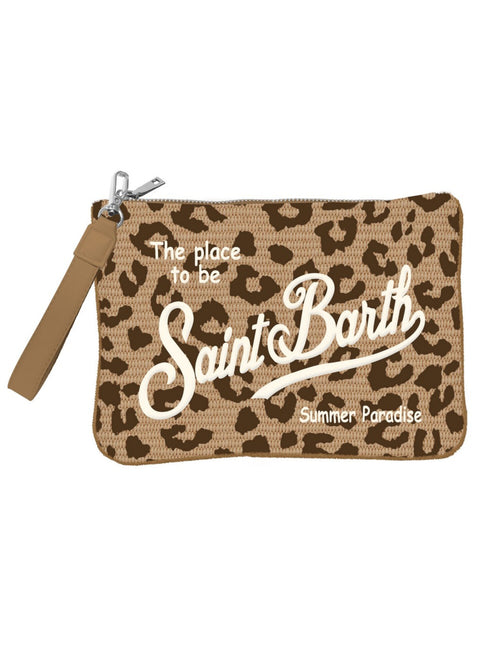 Mc2 Saint Barth PARISIENNE STRAW pochette da donna LEOPARD 18 EMB