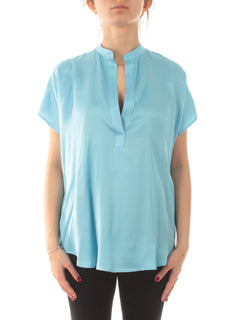 Akep blusa in raso da donna cielo