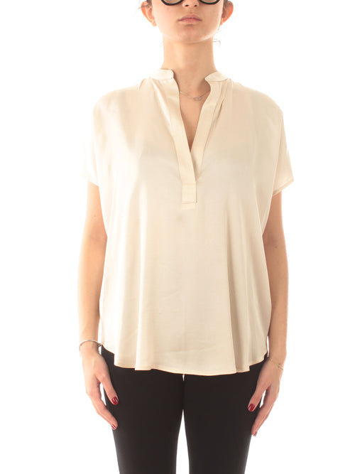 Akep blusa in raso da donna crema