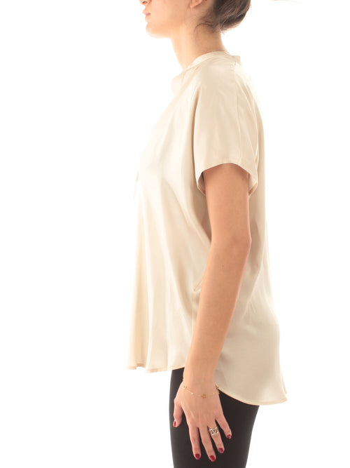 Akep blusa in raso da donna crema