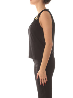 Akep top in jersey con stella da donna nero