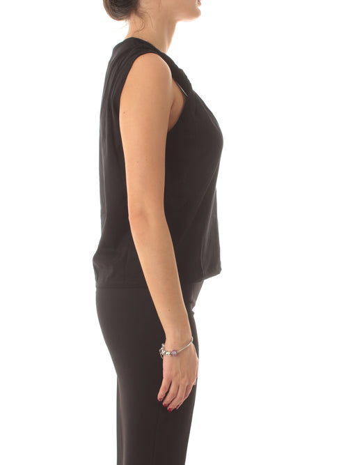 Akep top in jersey con stella da donna nero