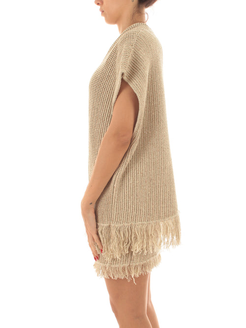 Akep gilet in maglia da donna oro