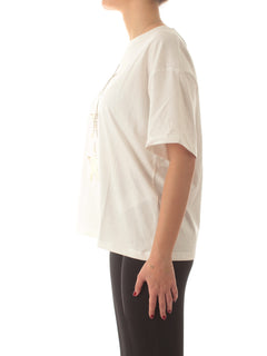 Akep T-shirt in jersey con stelle paillettes da donna bianco