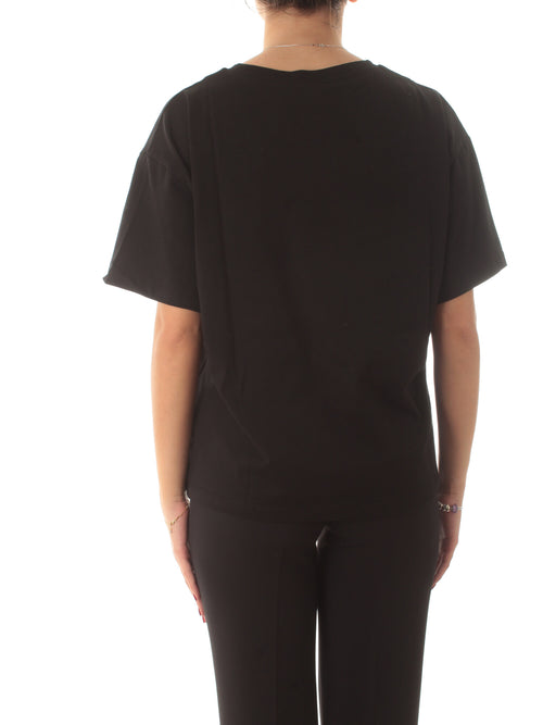 Akep T-shirt in jersey con stelle paillettes da donna nero