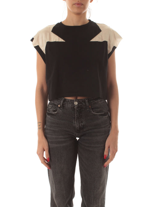 Akep T-shirt con ricamo stelle da donna nero