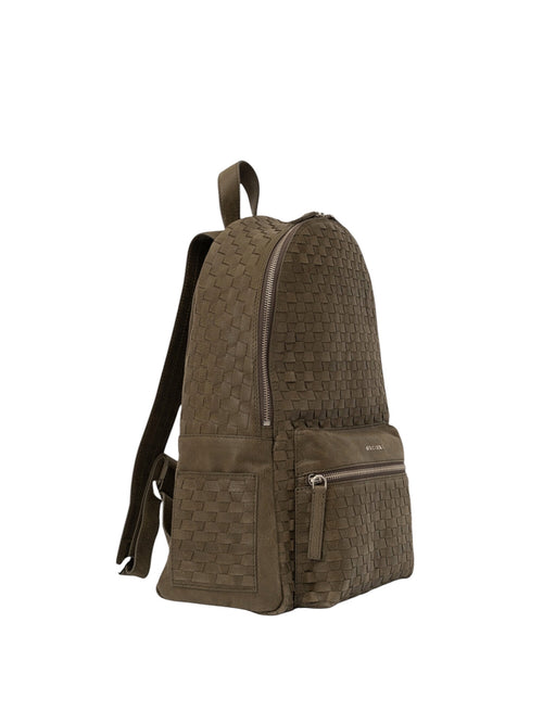 Orciani zaino Chevrette Woven in pelle verde da uomo