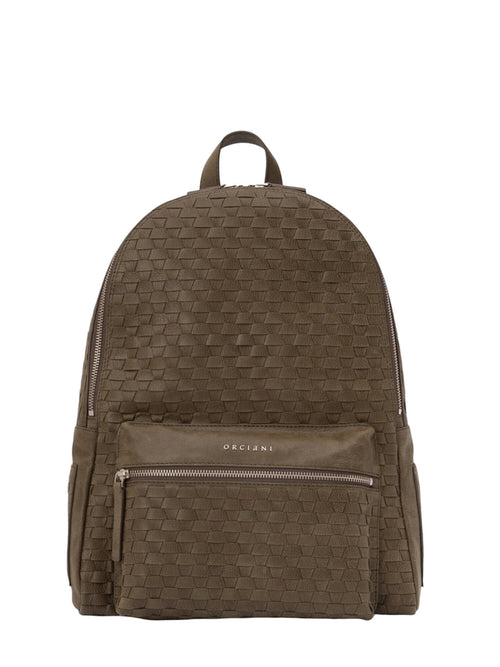 Orciani zaino Chevrette Woven in pelle verde da uomo