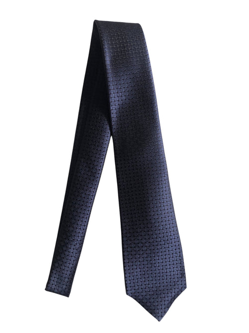 Kiton cravatta 7 pieghe in seta jacquard da uomo navy blu