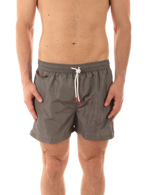 Kiton boxer mare in microfibra da uomo verde militare
