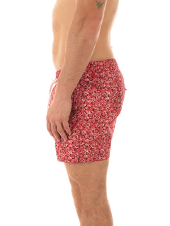 Kiton boxer mare in microfibra da uomo stampa fiore rosso