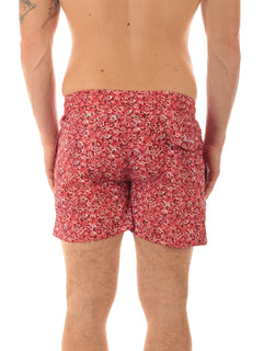 Kiton boxer mare in microfibra da uomo stampa fiore rosso