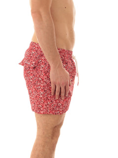 Kiton boxer mare in microfibra da uomo stampa fiore rosso