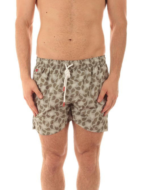 Kiton boxer mare in microfibra da uomo stampa foglie verde