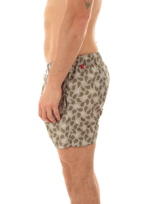 Kiton boxer mare in microfibra da uomo stampa foglie verde