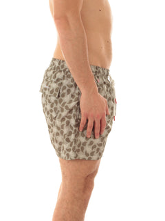 Kiton boxer mare in microfibra da uomo stampa foglie verde
