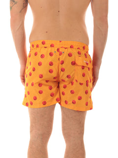 Kiton boxer mare in microfibra da uomo fondo arancio stampa logo rosso
