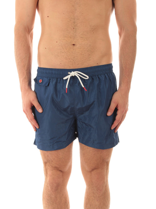 Kiton boxer mare in microfibra da uomo blu