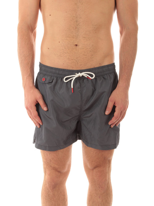 Kiton boxer mare in microfibra da uomo grigio