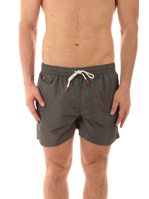 Kiton boxer mare in microfibra da uomo khaki