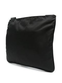 Kiton borsa messenger con logo in pelle