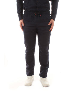 Kiton pantalone comfort fit in lino navy blue da uomo